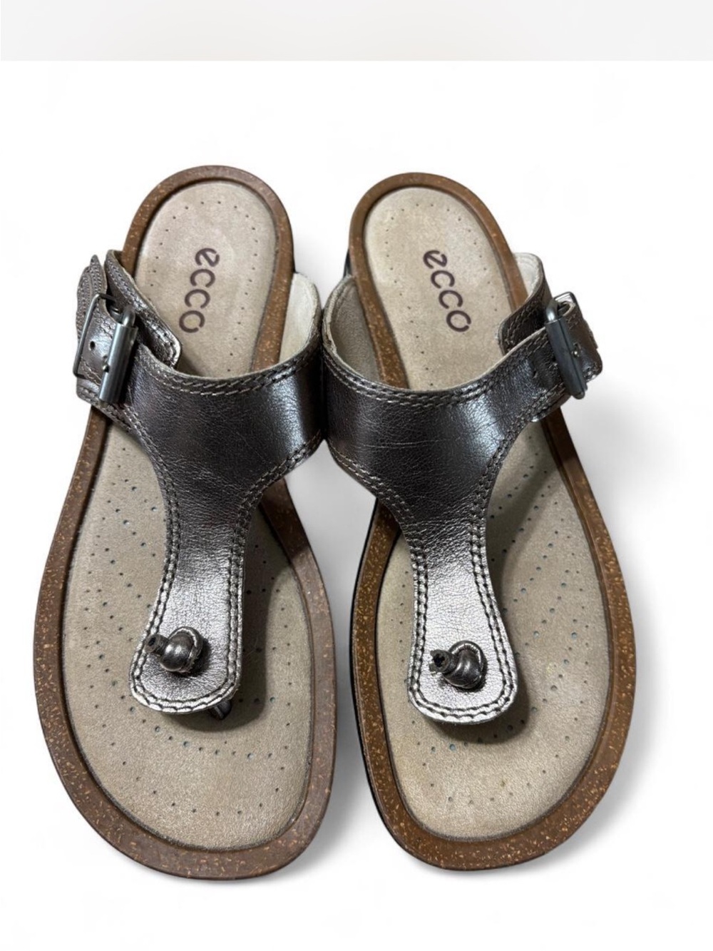 Ecco Women's Metallic Bronze Thong Sandals